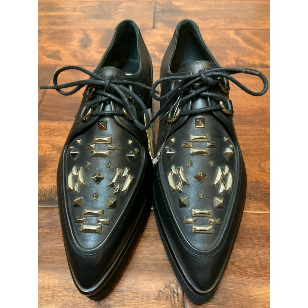 Valentino Black Leather Rockstub Platform Loafers New $995, Size 38 (Eu) 8 (Us)